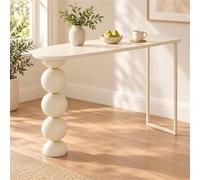 Mange-Debout Cuisine, Table De Bar Haute, Comptoir Petit-déjeuner | Plateau Fin Arrondi, Hauteur 105 Cm Quatre Longueurs Pour Cuisine, Salle À Manger Ou Coin Repas Moderne(White,62.9″/160cm)