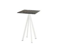 Table de bar Infinity, structure blanche + plateau HPL effet marbre Galaxy, 70 x 70 cm, 1 pièce