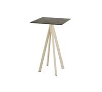 Infinity - Table de bar avec structure couleur sable + plateau HPL effet marbre Midnight 70x70 cm, 1 pièce