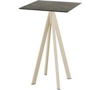 Infinity - Table de bar avec structure couleur sable + plateau HPL effet marbre Midnight 70x70 cm, 1 pièce