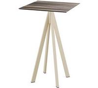 Infinity - Table de bar avec structure couleur sable et plateau en stratifié haute pression (HPL) imitation bois tropical, 70 x 70 cm, 1 pièce