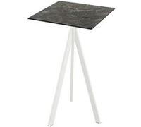 Table de bar Infinity Tripod - Structure blanche + plateau HPL effet marbre Galaxy 70x70 cm (1 pièce)