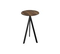 Table de bar Infinity Tripod, structure noire et plateau en stratifié imitation bois tropical, Ø 70 cm, 1 pièce