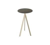 Table de bar Infinity Tripod avec structure couleur sable et plateau HPL effet marbre Midnight Ø70 cm, 1 pièce