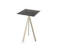 Table de bar Infinity Tripod avec structure couleur sable et plateau HPL effet marbre Galaxy 70x70 cm, 1 pièce