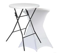 Mange-debout pliant et nappe housse blanche - Oviala Pack spécial salon