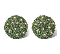 Mangloder 2 pièces de Boule Artificielle 27 cm avec Guirlande Lumineuse Solaire LED 24 Blanc Chaud pour décoration intérieure extérieure Jardin terrasse Ambiance Festive Hiver