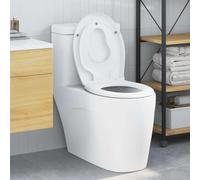 Mangloder Abattant WC en Duroplast - Blanc - 47 x 37 cm - Avec fermeture amortie et fermeture rapide - Pour salle de bain - Couvercle ovale avec double lèvre pour familles - Montage facile - Hygiène