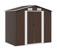 Mangloder Abri à outils, marron, 204 x 132 x 186 cm, en acier galvanisé, abri à outils pour tondeuse, vélo, poubelle, résistant aux intempéries, pour extérieur
