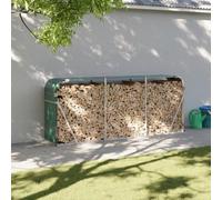 Mangloder Abri de bois de cheminée vert en acier galvanisé 234 x 45 x 100 cm avec 2 crochets, étagère à bûches pour jardin, terrasse, cheminée extérieure, four et foyer, stockage sec