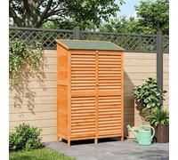 Mangloder Abri de jardin en épicéa massif marron 106 x 56 x 176,5 cm avec toit en pôle résistant aux intempéries et porte à lamelles pour le rangement d'outils tondeuse à gazon, vélo extérieur