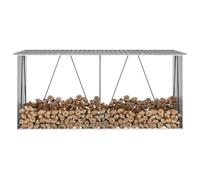 Mangloder Abri de Stockage de Bois en Acier galvanisé Gris 330x84x152 cm avec Support, Panier et étagère pour Rangement Pratique et Durable dans Jardin extérieur ou Garage