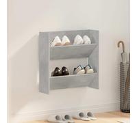 Mangloder Armoire à Chaussures Murale Gris béton 60x18x60 cm aggloméré Rangement Meuble Support pour entrée Couloir Chambre avec 2 étagères modulables et Compartiments pour Bottes Sandales Baskets