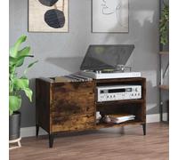 Mangloder Armoire à disques, chêne fumé en bois et métal, 84,5 x 38 x 48 cm, espace de rangement pour disques vinyles, platine, buffet et meuble haut pour salon et bureau