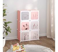 Mangloder Armoire de Rangement pour Enfants Rose avec 6 Cubes en PP et Acier, Meuble modulable pour Chambre, Dressing ou entrée, Support empilable et Extensible pour Organisation optimale