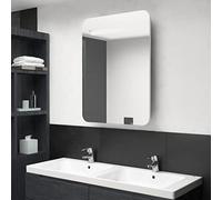 Mangloder Armoire de Salle de Bain à Miroir LED Blanc et chêne 60x11x80cm avec Rangement intérieur, Porte Miroir Suspendu, idéale pour Organiser cosmétiques, Linge et Accessoires