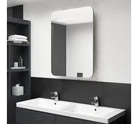 Mangloder Armoire de Salle de Bain avec Miroir LED en chêne 60x11x80 cm, Meuble Mural Suspendu avec étagères, Rangement Pratique pour cosmétiques, Linge, Accessoires de Toilette