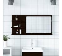 Mangloder Armoire de Salle de Bain en Bois d'ingénierie avec Miroir Noir 90 x 11 x 45 cm, Rangement Mural avec étagères Fixes, Meuble lavabo pour Toilette, Organisation et aménagement