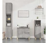 Mangloder Armoire de salle de bain en bois Sonoma gris avec 2 tiroirs et porte, 65 x 33 x 60 cm, meuble de lavabo flexible pour meubles de salle de bain, espace de rangement avec étagère et montage