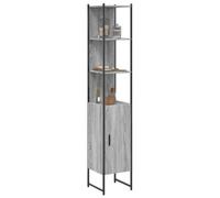 Mangloder Armoire de salle de bain gris Sonoma 33 x 33 x 185,5 cm Armoire de rangement avec porte et tiroir pour salle de bain Montage mural ordre et étagère Commode pour lavabo invité WC Serviette