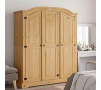 Mangloder Armoire de style mexicain en pin massif avec 3 portes, dessus incurvé, tringle à vêtements, 4 étagères et beaucoup d'espace de rangement pour chambre à coucher, couloir et dressing