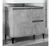 Mangloder Armoire d'évier Gris béton 65x33x60 cm Bois d'ingénierie Meuble lavabo Salle Bain avec Porte tiroirs Organiseur Mural pour Rangement et Accessoires