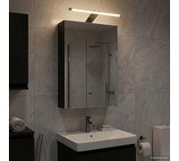 Mangloder Armoire Miroir de Salle de Bain Chêne Noir 30 x 10,5 x 50 cm avec Étagères, Porte à Charnières, Miroir Double Face, Design Murale, Éclairage LED Blanc, Rangement Pratique
