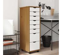 Mangloder Armoire roulante Moss en Bois de pin Marron Miel 34x39x103 cm avec 8 tiroirs, Meuble de Rangement pour Bureau, Chambre, Salon, Cuisine, Garage, Espace de Stockage Pratique et Mobile