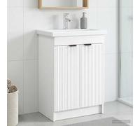 Mangloder Armoire sous évier de Salle de Bain Blanc 78,5 x 37,5 x 81 cm avec Porte pivotante, Rangement spacieux, poignées encastrées, idéale pour Organiser Linge, Serviettes et Produits sanitaires