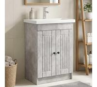 Mangloder Armoire sous évier de Salle de Bain en Bois d'ingénierie Gris béton avec Porte pivotante 90 degrés pour Rangement Pratique et esthétique Moderne adaptée à l'aménagement intérieur