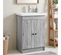 Mangloder Armoire sous évier de Salle de Bain Sonoma Gris en Bois d'ingénierie avec Porte pivotante 90° pour Rangement Pratique et esthétique Moderne adaptée à Votre Espace