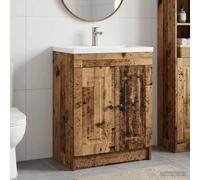 Mangloder Armoire sous évier en Bois Ancien pour Salle de Bain Meuble Rangement Mural avec Porte pivotante et étagère intégrée idéal pour optimiser Espace et Organisation