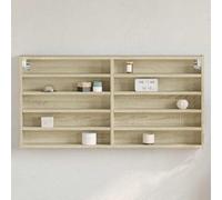 Mangloder Armoire vitrine en chêne Sonoma - 100 x 8,5 x 50 cm - Avec 10 étagères - Suspendue - Économie d'espace - Étagère murale moderne pour salon, chambre à coucher, cuisine, bureau