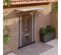 Mangloder Auvent de Porte Gris Transparent en Polycarbonate 199x90 cm avec Cadre Aluminium Robuste, Protection Pluie et UV pour terrasse Balcon Jardin extérieur