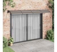 Mangloder Auvent de Porte Noir Transparent 350x75 cm en Polycarbonate Durable avec Cadre Aluminium et Supports ABS pour Protection Pluie Vent terrasse Balcon Jardin