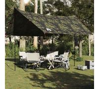 Mangloder Bâche camouflage 462 x 306 x 211 cm imperméable avec revêtement en polyuréthane polyester ultra léger avec sac de transport et poteaux - Polyvalente pour le camping, le trekking, l'extérieur