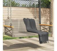 Mangloder Banc suspendu en rotin synthétique gris avec cadre en acier revêtu par pulvérisation - 109 x 62 x 40 cm - Banc de jardin stable pour terrasse, balcon, extérieur, siège avec balançoire et