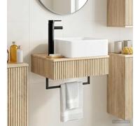 Mangloder Basin de Lavage Mural en Bois d'ingénierie Chêne Sonoma 50 x 41 x 39 cm, lavabo Suspendu avec évacuation Rapide, Meuble Salle Bain Moderne, Rangement Compact, Installation Facile