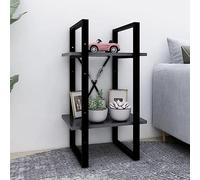 Mangloder Bibliothèque à 2 Niveaux Gris 40x30x70 cm en Bois d'ingénierie avec Compartiments modulables pour Salon Bureau Chambre ou entrée