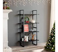 Mangloder Bibliothèque à 4 Niveaux Gris 80x30x140 cm en Bois d'ingénierie avec Compartiments modulables pour Salon Bureau Chambre ou entrée