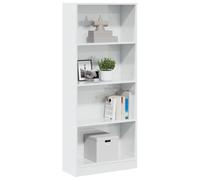Mangloder Bibliothèque Blanche Brillante 60x24x143 cm en Bois d'ingénierie avec 4 Compartiments Ouverts pour Rangement de Livres, dossiers, classeurs, présentoirs et vitrine adaptée à Salon, Bureau