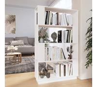 Mangloder Bibliothèque Blanche en Bois de pin Massif 80x25x132 cm avec séparateur Mural modulable pour Salon Bureau Chambre et entrée, Meuble de Rangement pour Livres, dossiers, Objets décoratifs
