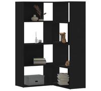 Mangloder Bibliothèque d'angle en Bois d'ingénierie Noir avec 4 Niveaux, Meuble de Rangement modulable pour Salon, Bureau ou Chambre, capacité 20 kg par étagère, Design Pratique et élégant