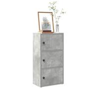 Mangloder Bibliothèque Gris béton 40x24x77 cm Bois d'ingénierie avec Portes modulables pour Salon Bureau Chambre et entrée, Meuble de Rangement Pratique et élégant