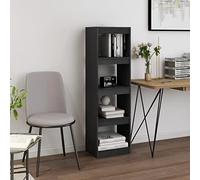 Mangloder Bibliothèque Gris en Bois Massif 40x30x135,5 cm avec 4 Compartiments pour Rangement de Livres, Magazines, DVD, Meubles modulables pour Salon, Bureau ou Chambre