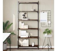 Mangloder Bibliothèque modulable 6 Niveaux en chêne fumé 80x30x188cm Bois d'ingénierie Meuble de Rangement pour Salon Bureau Chambre entrée Maison