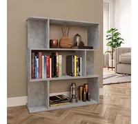 Mangloder Bibliothèque séparateur de pièce Gris béton en Bois d’ingénierie Meuble de Rangement avec 3 Grands Compartiments et 6 Petits pour Salon Bureau Chambre entrée Maison