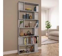 Mangloder Bibliothèque séparateur de pièce Gris béton en Bois d'ingénierie, Meuble de Rangement modulable avec 6 Grands Compartiments et 12 Petites niches pour Salon Bureau Chambre