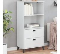 Mangloder Bibliothèque VIKEN Blanche 60x35x123 cm en Bois d'ingénierie avec 2 tiroirs et Compartiments Ouverts pour Salon Bureau ou Chambre, Meuble Rangement Pratique et modulable