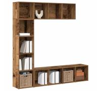 Mangloder Bibliothèques 3 pcs en Vieux Bois d'ingénierie pour Rangement de Livres, étagères modulables avec Compartiments, Meuble Pratique pour Salon, Bureau ou Chambre